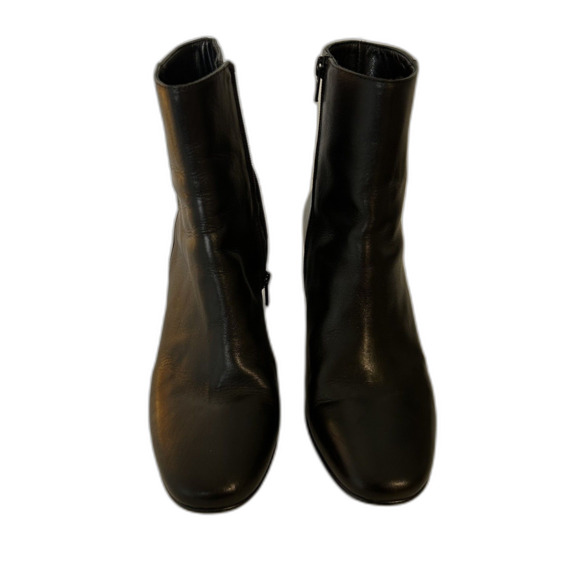 Napoleon Davos Gomma Leather Heeled Mid-calf Booties 40 Black Side-zip - Picture 4 of 15